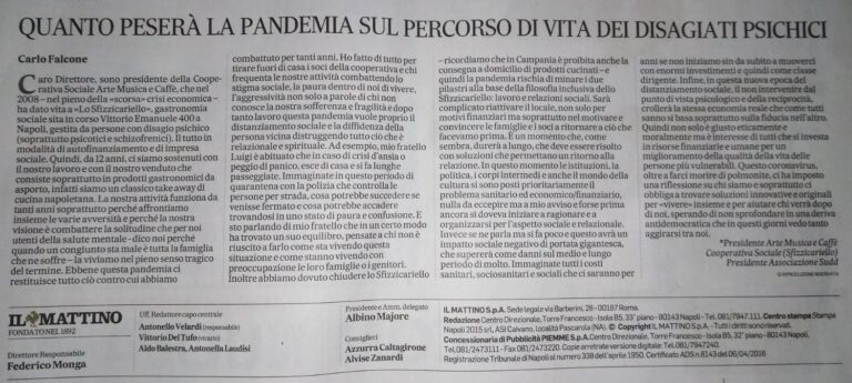 Pandemia e disagio psichico: la lettera a Il Mattino di Carlo Falcone*